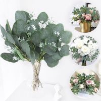 5pcs Artificial Plants Green Eucalyptus Leaves DIY Bridal Bouquet Fake Flowers For Home Garden Party Wedding Flower Decorations