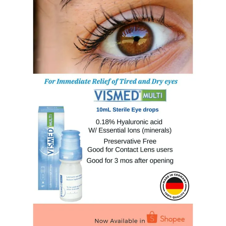 Dryeyes and contact lens wearers 0.18 hyaluronic acid minerals Eye