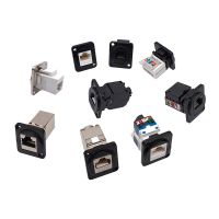 D-Type Connector RJ45-CAT6 Ethernet Connection Panel Mount Socket Network CAT5E Connectors Cables