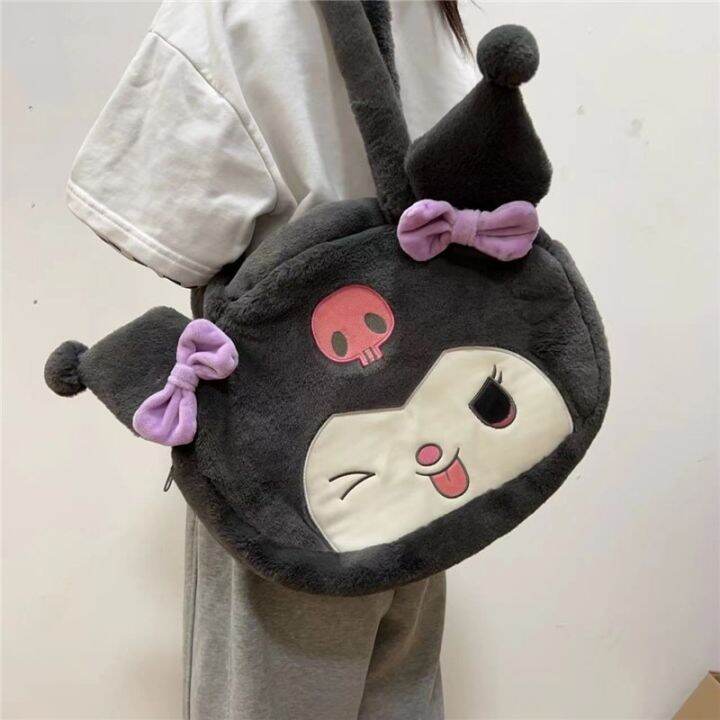 kawaii-sanrio-plush-bag-kuromi-backpack-cinnamoroll-shoulder-bag-tote-makeup-cartoon-my-melody-plushie-large-handbag-gift-girls