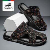 Cartelo crocodile sandals mens 2022 summer new dual-use Baotou driving slippers soft bottom hole wear sandals shoes