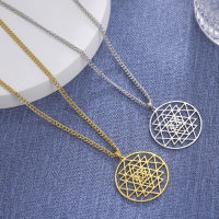 Skyrim ฮินดูศรี Yantra ทำสมาธิสร้อยคอผู้ชายสแตนเลสสีทองสร้อยคอโซ่ยาวพระเครื่องเรขาคณิตศักดิ์สิทธิ์เครื่องประดับ