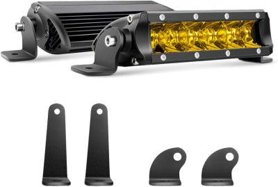 Led Light Bar, Chelhead Super Slim 2 PCS 7 Inch 30W Spot Yellow Driving Fog Single Row Light Bar 3600LM Off Road Led Lights with 2 Types of Mounting Brackets for Jeep Truck SUV UTV