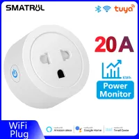 SMATRUL 20A/16A Tuya WiFi Socket Bluetooth Universal US EU Smart Socket Plug Adapter Power Monitor Wireless Remote Aircon Water Heater Voice Timer for Google Home Alexa Tmall Genie
