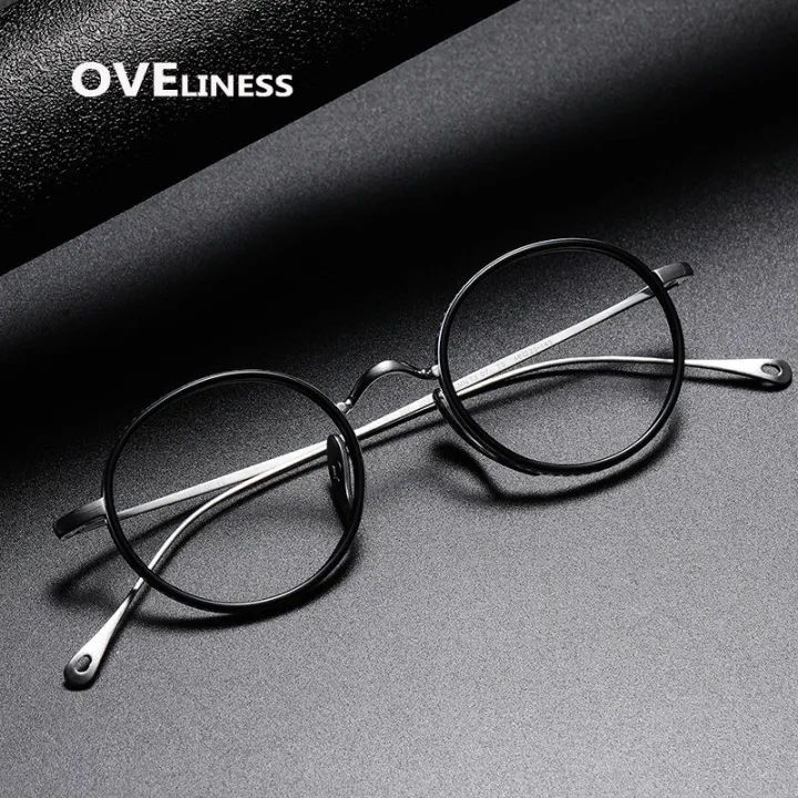 2022 Pure Titanium Glasses Frame Fpr Men Ultralight Retro Round Myopia Optical Prescription