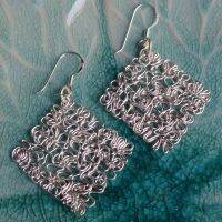 Square woven nice  earrings pure silver Thai Karen hill tribe สี่เหลี่ยมสานสวยงามไทยตำหูเงินกระเหรี่ยงทำจากมือชาวเขางานฝีมือสวยของฝากที่มีคุณค่าของฝากถูกใจ