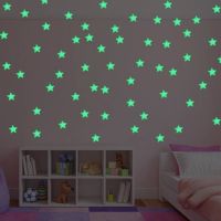 【LZ】✲  100pcs Stars Wall Stickers For Kids Room Bedroom Decor Glow In The Dark Earth Wall Decals Noctilucent Stickers Home Decor 50