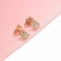 【A dream of stars】 Pure Rose Gold 585 Magic Cube Stud Earrings ต่างหูเต็มไปด้วยดวงดาวสไตล์เกาหลีต่างหูสตั๊ดยอดนิยม
