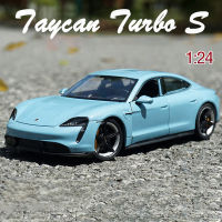 AWELLY 1:24 Porsche Taycan Turbo S รถโลหะผสมรุ่นรถจำลองตกแต่งรถคอลเลกชันของขวัญของเล่น Die Casting รุ่น ToyM