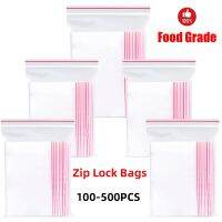 100-500PCS Resealable Zip Lock Plastic Bags Self Seal Clear Poly Bag Food Storage Package Pouches Vacuum Fresh Organize Bag Food Storage Dispensers