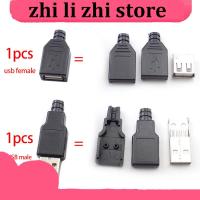 zhilizhi Store 50pcs 5V USB Type A male Female DIY 4Pin Plug Socket USB Connector Plug Adapter 4Pin Plastic Cover Solder Type A 2.0