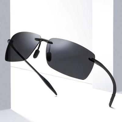 Fashion Mens Polarized Sunglasses Frameless TR90 Square Driver Sunglasses Outdoor Shade Glasses