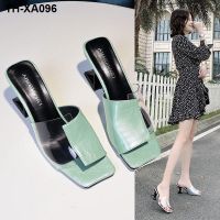 summer slippers female fashion square and pure fresh girl open-toed sandals han edition joker web celebrity thick with outer