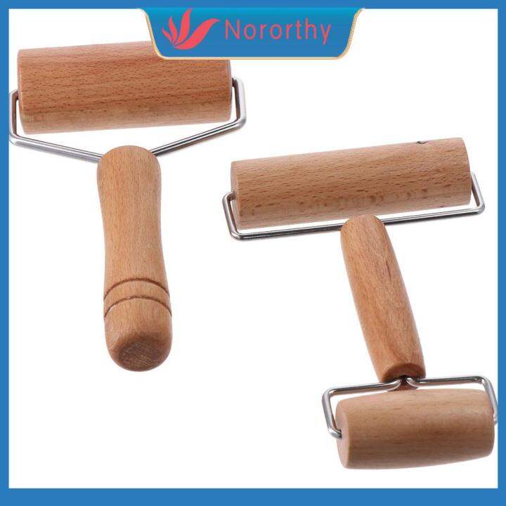NORORTHY 2 in 1 Hardwood Pony Roller Wooden T Shape Pastry Roller Pottery Clay Dual Roller Tool