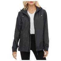 WomenS Long-Sleeved Lightweight Solid Color Casual Raincoat Waterproof And Windproof Adjustable Windbreaker Raincoat Coat