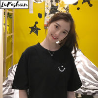 เสื้อ LuFashion สำหรับผู้หญิงเสื้อยืดลำลองพิมพ์ลายแขนสั้นแบบหลวมฤดูร้อน