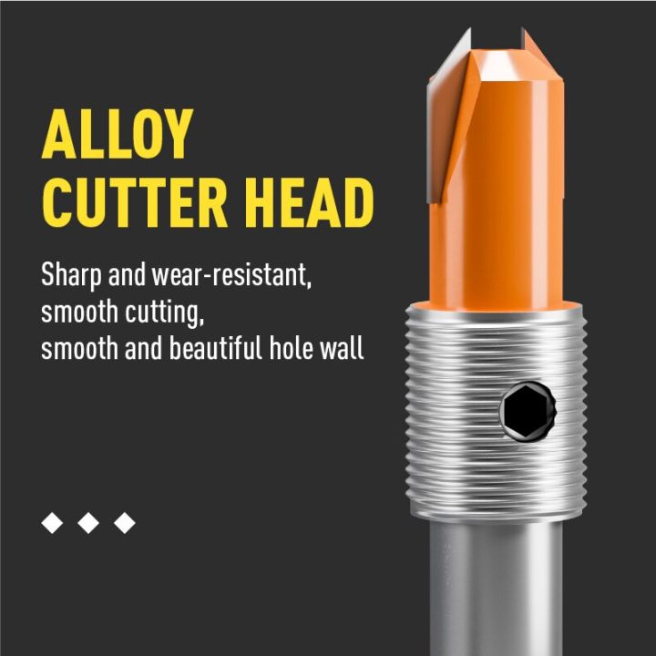 huhao-counter-sink-drill-bit-milling-cutter-สําหรับตัวระบุตําแหน่งไม้แบบปรับได้-router-bit-screw-extractor-8mm-shank-hss-woodworking-too