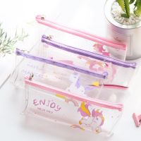 ✲ Enjoy Your Day Unicorn Transparent PVC Pencil Bag Stationery Storage Organizer Pencil case School Office Supply Escolar