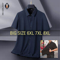 เสื้อเชิ้ตชุดเดรสลายทางผ้าฝ้ายแขนสั้นสำหรับผู้ชาย,8XL 6XL โอเวอร์ไซส์10XL ไซส์ใหญ่พิเศษลำลองดีไซน์คุณภาพสูง