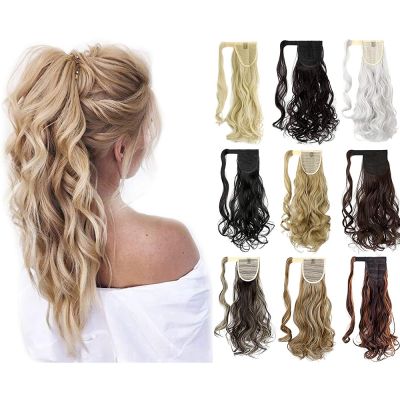 【jw】┇  Shangzi 20 Inch Wavy Ponytail Synthetic Hair Extensions Resistant Wrap Around Hairpiece for Wig
