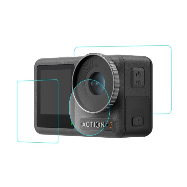 สำหรับ-dji-osmo-action-3เลนส์แบบ3-in-1หน้าและหลังหน้าจอกระจกเทมเปอร์ฟิล์มกันระเบิด