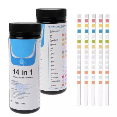 50 Strips 14 in 1 Test Strips Swimming Pool Spa Reagent Strips for Water pH Chlorine Alkalinity Bromine Hardness Tools Inspection Tools