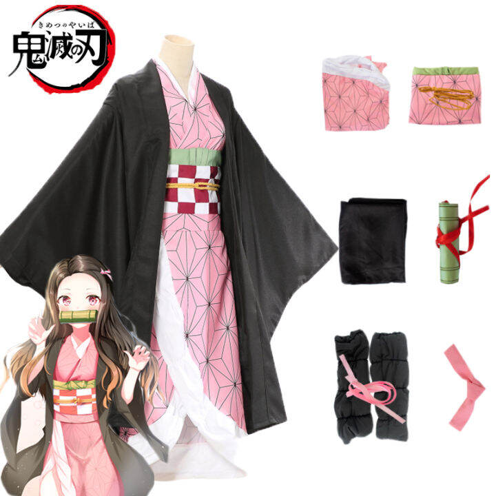 Anime Demon Slayer Kamado Nezuko Kimono Full Sets Costume Kimetsu No ...