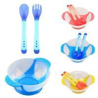 Baby Suction Cup Bowl + Slip-resistant Spoon + Fork 3Pcs Set