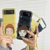 เคสโทรศัพท์สร้อยข้อมือสาวน่ารักสำหรับ Samsung Galaxy Z Z Flip 4 3 5 Z ฝาหลัง ZFlip5 Flip5หยักนิ่มกันกระแทก