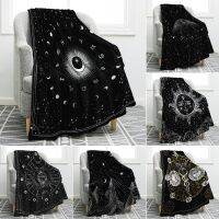 2023 Bohemian Sun and Moon Face Starry Printed Flannel Blanket Super Soft Divination Astrology Throw Blankets Home Decor Bedspread