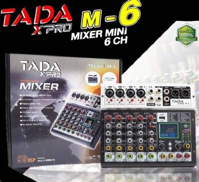 MIXER TADA M-6 มิกเซอร์ขนาดเล็ก 6CH 4 mic / 1 stereo inputs ไฟแฟนทอม 48V อิสระ MINI MIXER M 6 มิกเซอร์ MM4 USB Bluetooth