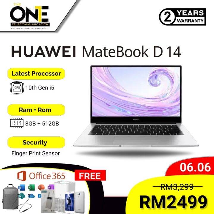 huawei matebook Huawei Matebook D14 i5 10th Gen (2021) i510210U 14 Inch IPS 8GB 512GB Intel