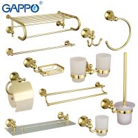 【jw】▦☑◊ GAPPO-Conjuntos De Hardware Banheiro Suporte Papel Dourado Barra Toalha Do Rolo Escova Toalete Cesta Sabão Acessórios Banho Luxo