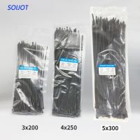 3x200/4x250/5x300 Self-Locking Plastic Nylon Wire Cable Zip Ties Set 300PCS 2 colors Cable Ties Fasten Loop Cable Cable Management