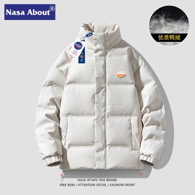 NASA ร่วมฤดูหนาวใหม่ยืนปกสีทึบลงแจ็คเก็ตผู้ชายแฟชั่นอเนกประสงค์หนาน้ำเสื้อโค้ทฤดูหนาวคู่