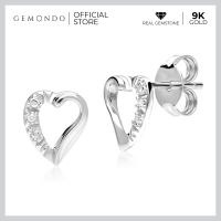 Gemondo ต่างหูทองคำขาว 9K ประดับเพชรแท้ รูปทรงหัวใจ : Stud Earrings ต่างหูทอง ต่างหูหัวใจ