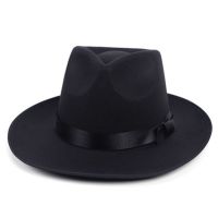 [Fine Jewelry] Fedora หมวกย้อนยุคหมวกด้านบนทำด้วยผ้าขนสัตว์หมวกแจ๊สอังกฤษชายไมเคิลแจ็คสันหมวกฤดูใบไม้ร่วงและฤดูหนาว U Nisex หมวกปีกใหญ่