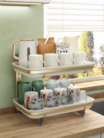 ๑¤ Desktop storage double-layer drain tray living room kitchen tea shelf