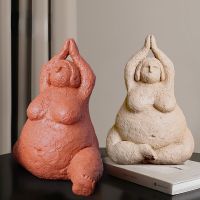 Nordic Living Resin Abstract Fat Lady Yoga Statue Home Decor Decoration Room Figurines for Interior Desk Accessories Sculptures