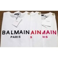 เสื้อยืดแขนสั้น คอกลม พิมพ์ลายตัวอักษร balmain Zhang สีม่วงอ่อน สําหรับผู้หญิง dje