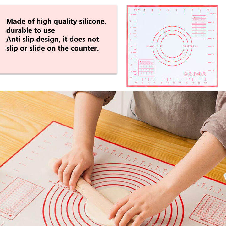 สงสัย-แผ่นรองอบซิลิโคนสำหรับงานครัวไม่ลื่นทนความร้อนได้แผ่นรองแป้งโดที่มีขนาด
