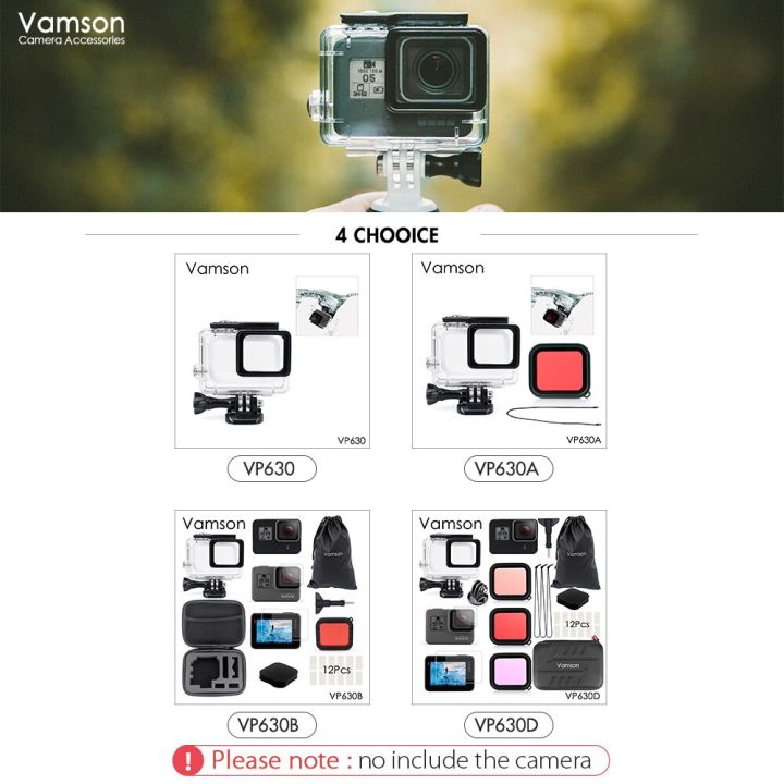 vamson-เคสป้องกันสำหรับ-gopro-hero-7-6-5-อุปกรณ์เสริมกันน้ำเคสดำน้ำป้องกัน45ม-สำหรับกล้อง-gopro-hero-6-5-vp630