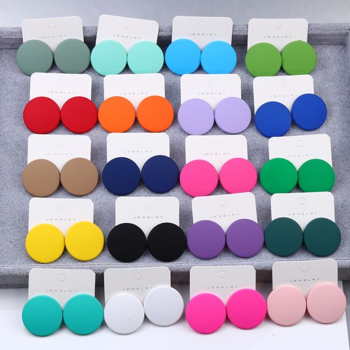 yf-new-20-color-round-spray-paint-earrings-fashion-personality-color-for