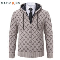 Cardigan Rajut เกาหลีเสื้อกันหนาวผู้ชาย Vinatge Casual Warm Fleece Hooded Plaid Sueter Hombre Elegante ถักเสื้อกันหนาว Mens Jacket Coat