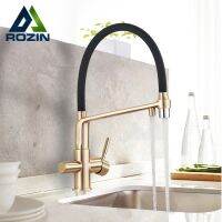 【hot】 rozin Filter Faucet Brushed Gold Swivel Faucets for Pull Down Purification Mixer