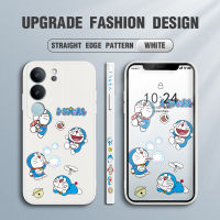 เคสโทรศัพท์สำหรับ Vivo V29 5G เคสโทรศัพท์ดีไซน์ด้านข้างรูปการ์ตูน Doraemn รูปแมวอะนิเมะขอบสี่เหลี่ยมรูปแบบของเหลวปลอกซิลิโคนคลุมทั้งหมดเคสกล้อง