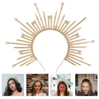 OULII Sunburst Spike Headpiece Goddess Headband ผู้หญิงฮาโลวีน Headband แต่งตัวเครื่องประดับผม