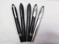 2021 Luxury mb monte Precious metal blue crystal top silver clip Blanc ink fountain pen