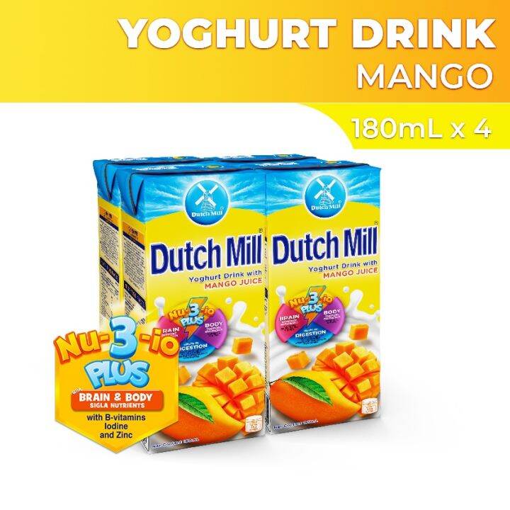 Dutch Mill Yoghurt Drink Mango Fruits Juice 180ml x 4♭ Lazada PH