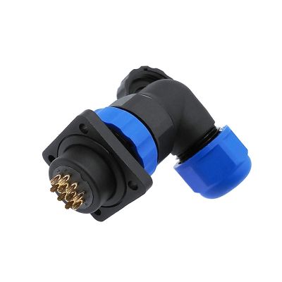 SP20 90 degree elbow waterproof connector 1/2/3/4/5/6/7/8/9/10/12/14Pin IP68 flange socket angle connectors